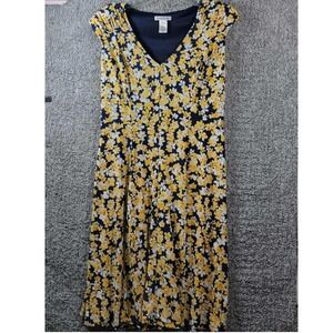 North Style Floral Dress‎ Yellow Sleeveless V Neck - Women Size 8